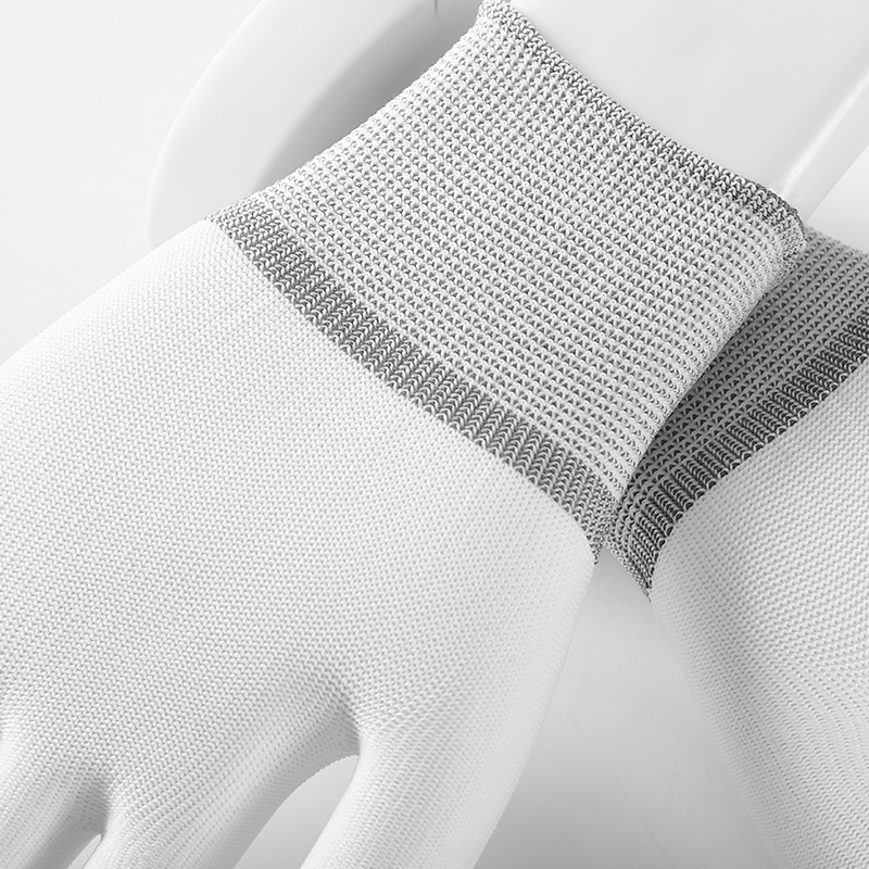 White Polyester 13 Gauge Palm Work Gloves For Construction