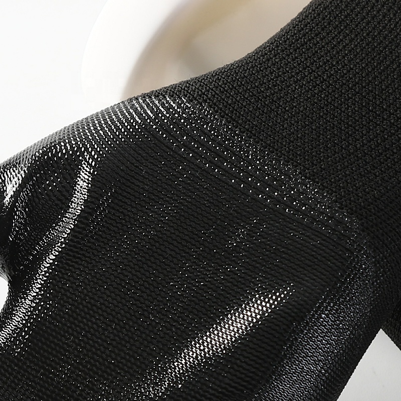 4Safety Construction Black Polyester Liner Palm Coated Black Nitrile Hand Working Gloves