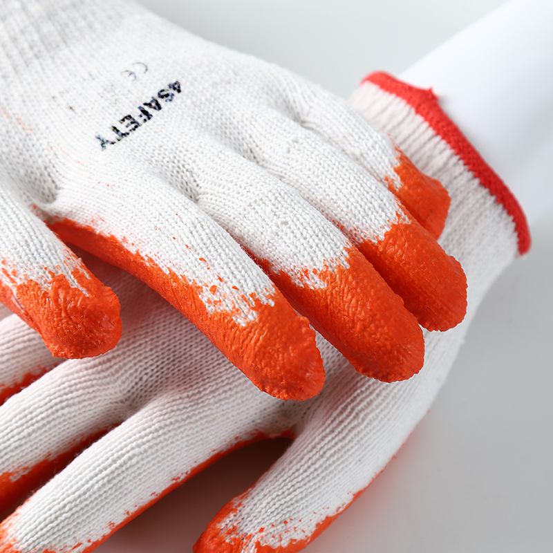 Top Sale Orange Latex Smooth Coated Cotton Gloves