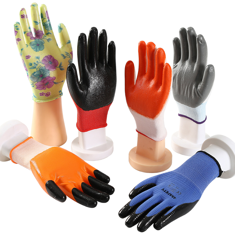 Nitrile Coated Polyester Safety Gloves Standard Safety Hand Work Gloves