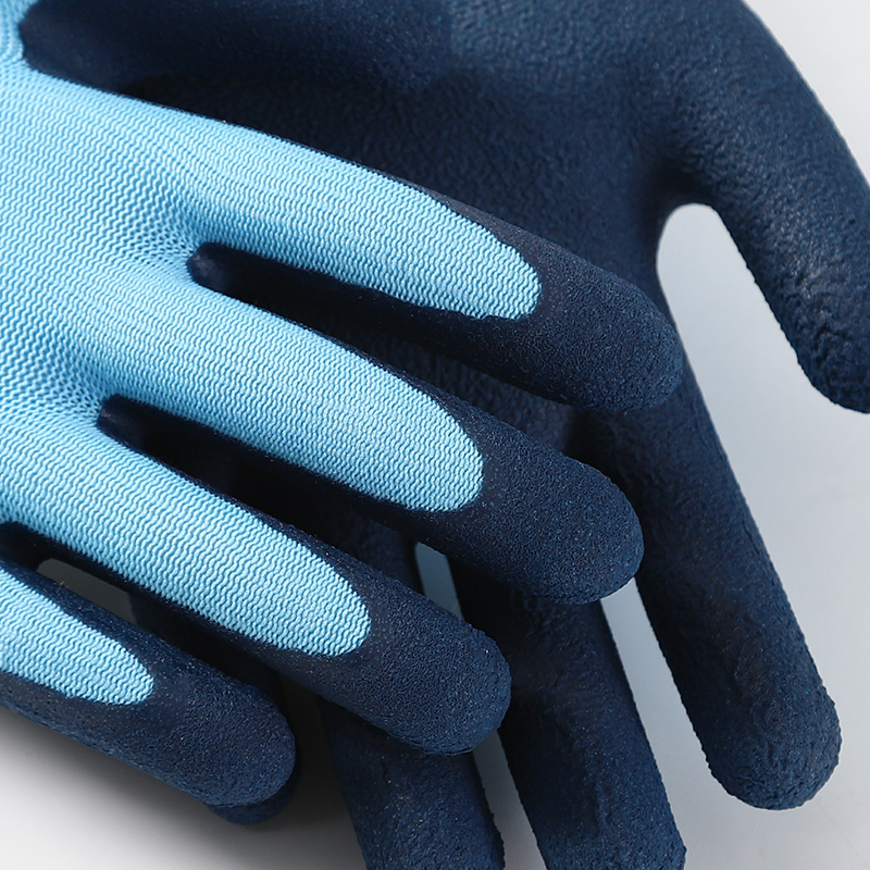 Blue Foam Latex Coated Gloves