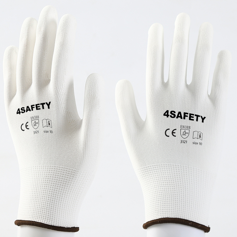 Best Price Standard PU Coated Safety 13G Polyester Gloves For Sale