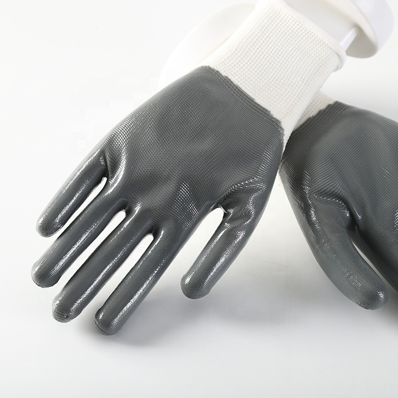 Best Selling 13 Gauge Polyester Liner Nitrile Coated Working Safety Glove For Sale