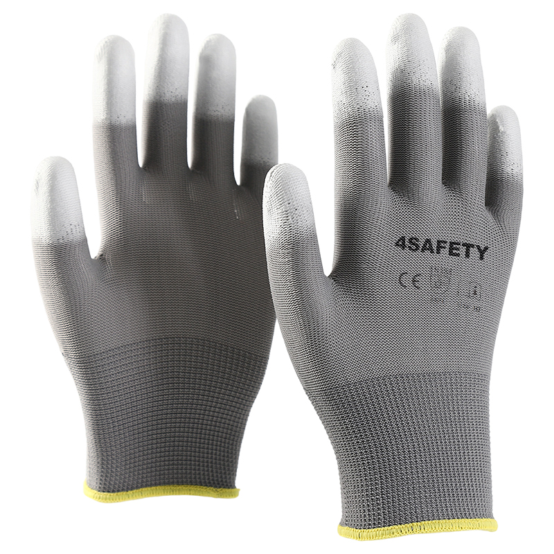CE Polyester PU Finger Dipped Work Gloves For Sale