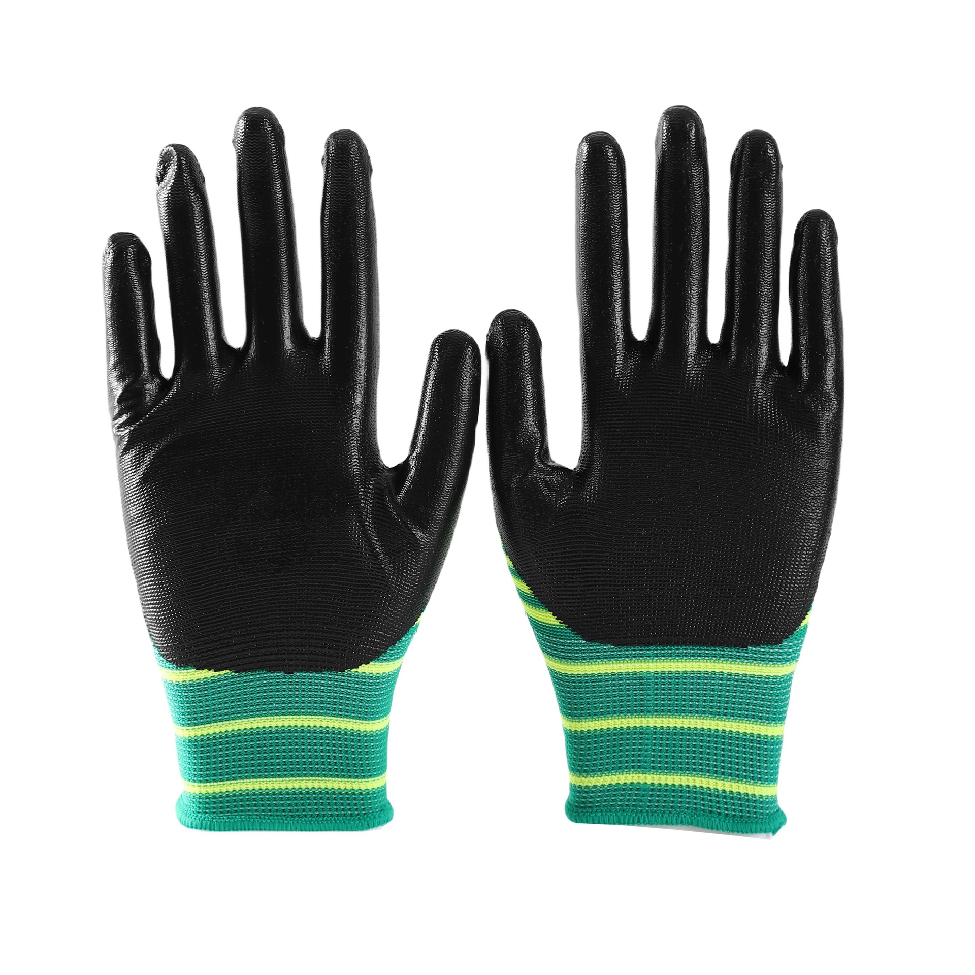                 Pattern polyester with black nitrile coating gloves            