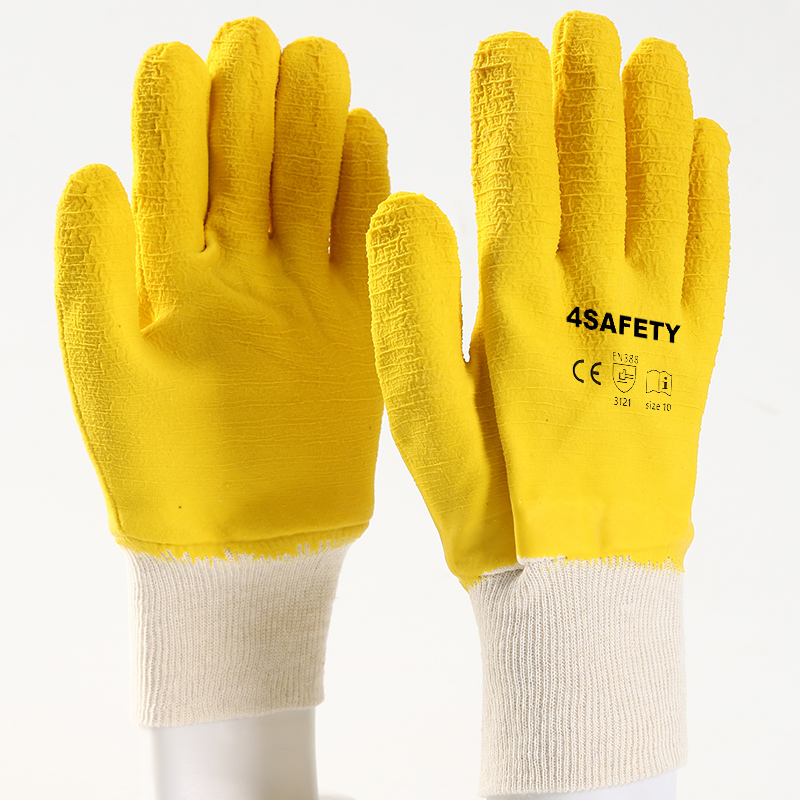Cheap Price 10 Gauge Cotton Shell Yellow Latex Coated Gloves For Construction