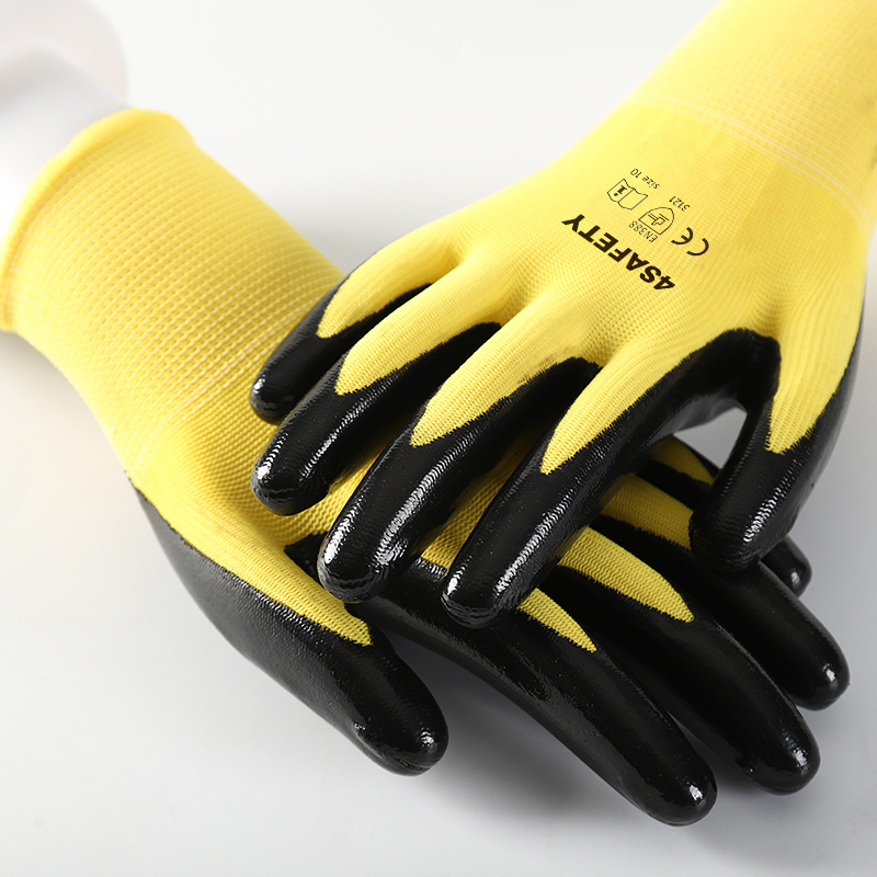OEM 13G Polyester Nitrile Coated Abrasion Resistant Working Gloves