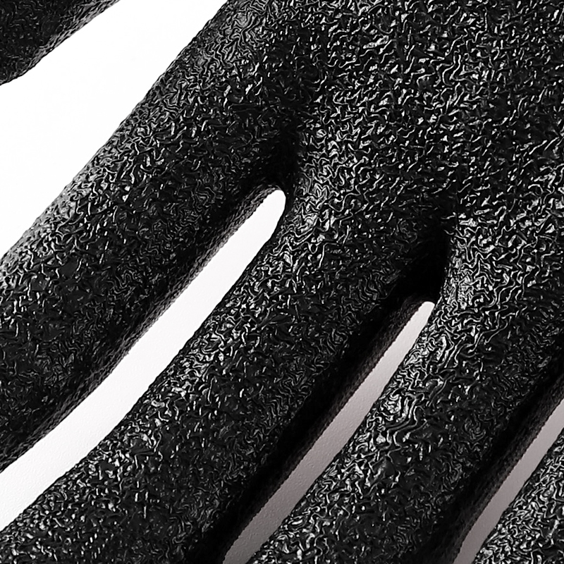                 Red polyester with black crinkle latex coated gloves            