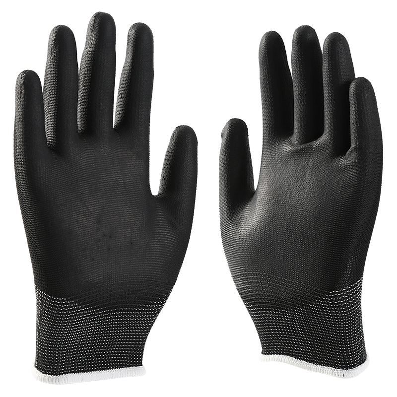 Latex Work Gloves Gray Polyester Dipped Black Latex Coated Construction Safety Work Garden Gloves