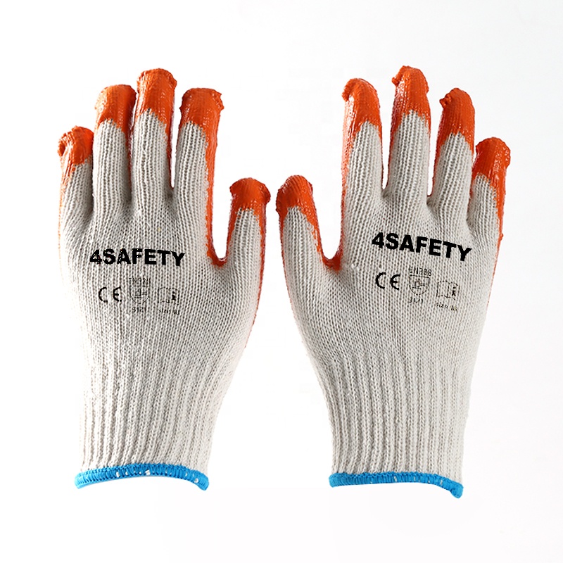 Heavy Duty Natural 10G Cotton Agriculture Safety Work Latex Coated Hand Work Safety Gloves