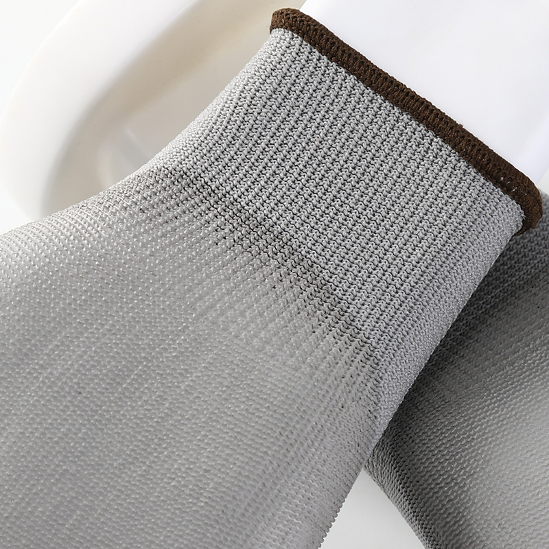 Gray Polyester with gray PU coating gloves