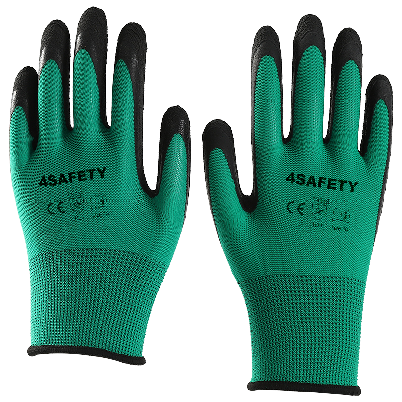 Industrial Hand Gloves Black Custom Latex Coated Gloves