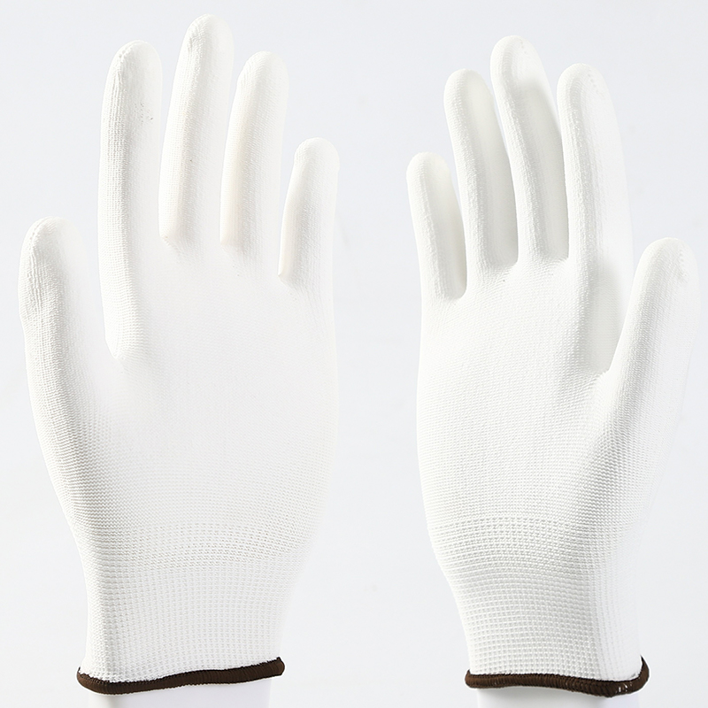 White Polyester/Nylon With White PU Coating Gloves