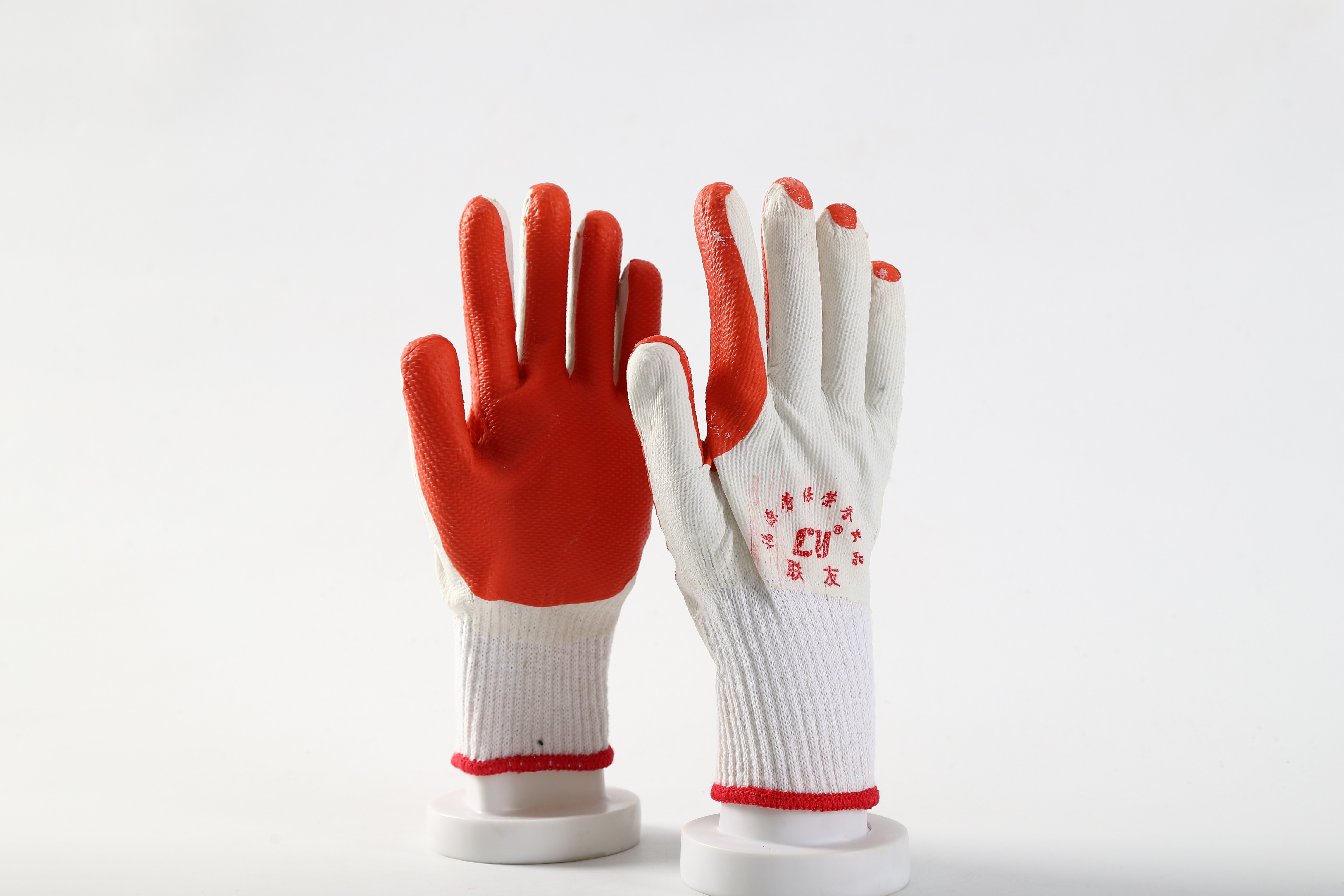 Rubber laminated poly/cotton gloves anti-slip latex rubber coated safety gloves for construction