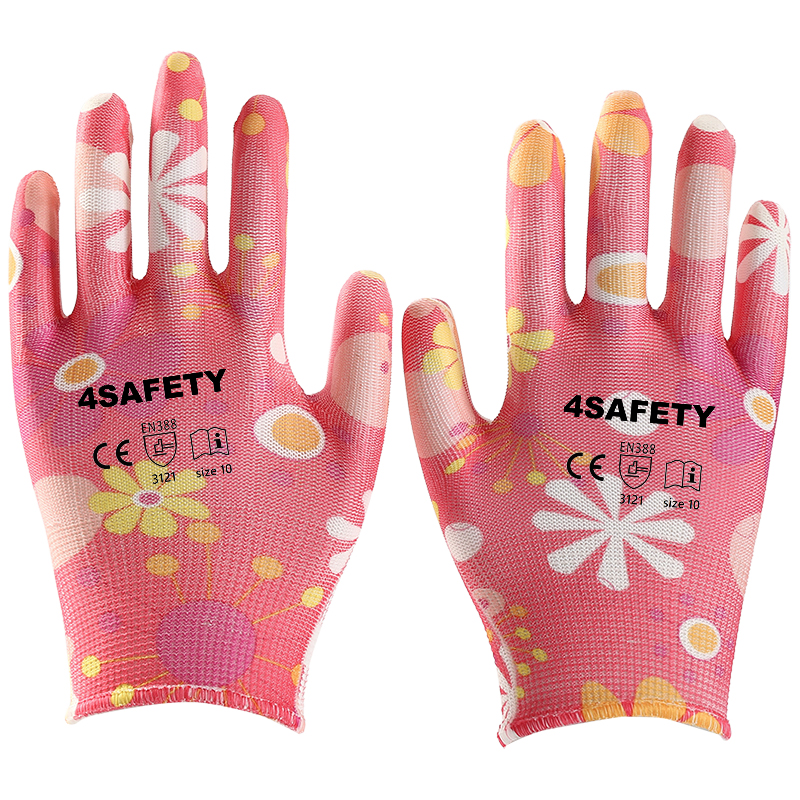 Factory Wholesale 13 Gauge Shell Guantes Cheap Work Gloves PU Coated Glove
