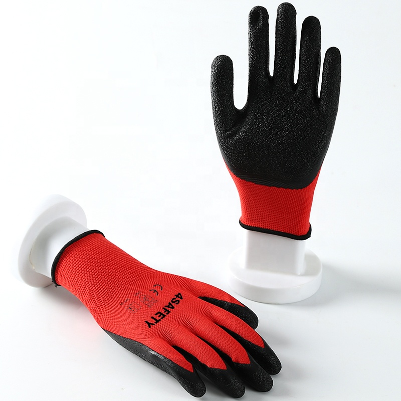 Industrial Hand Protective Wholesale Dipped Wrinkle Palm Latex Coated Working Safety Gloves For Worker