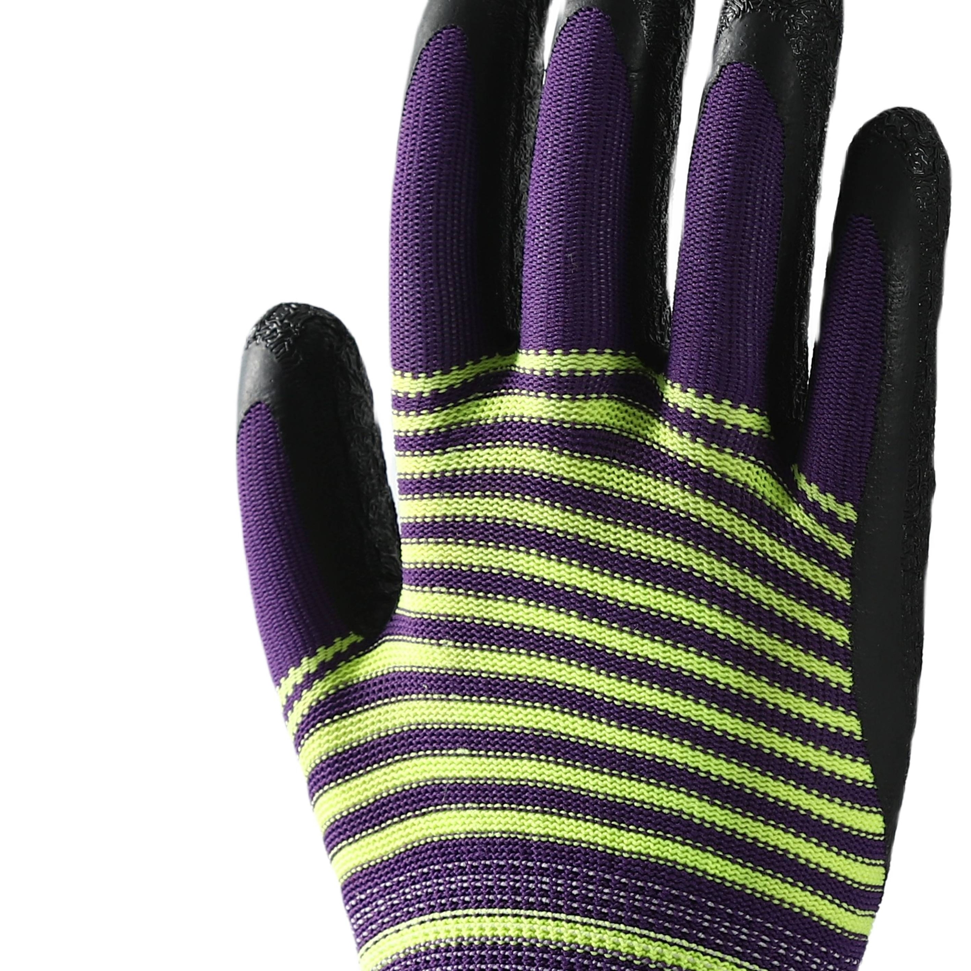                 Pattern polyester with black crinkle latex coated gloves            
