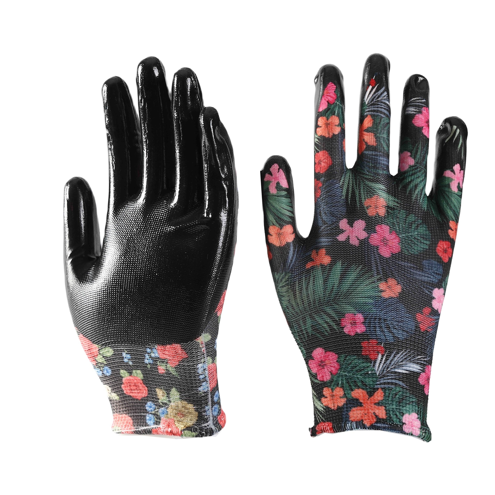                 Printing polyester with black nitrile coating gloves            