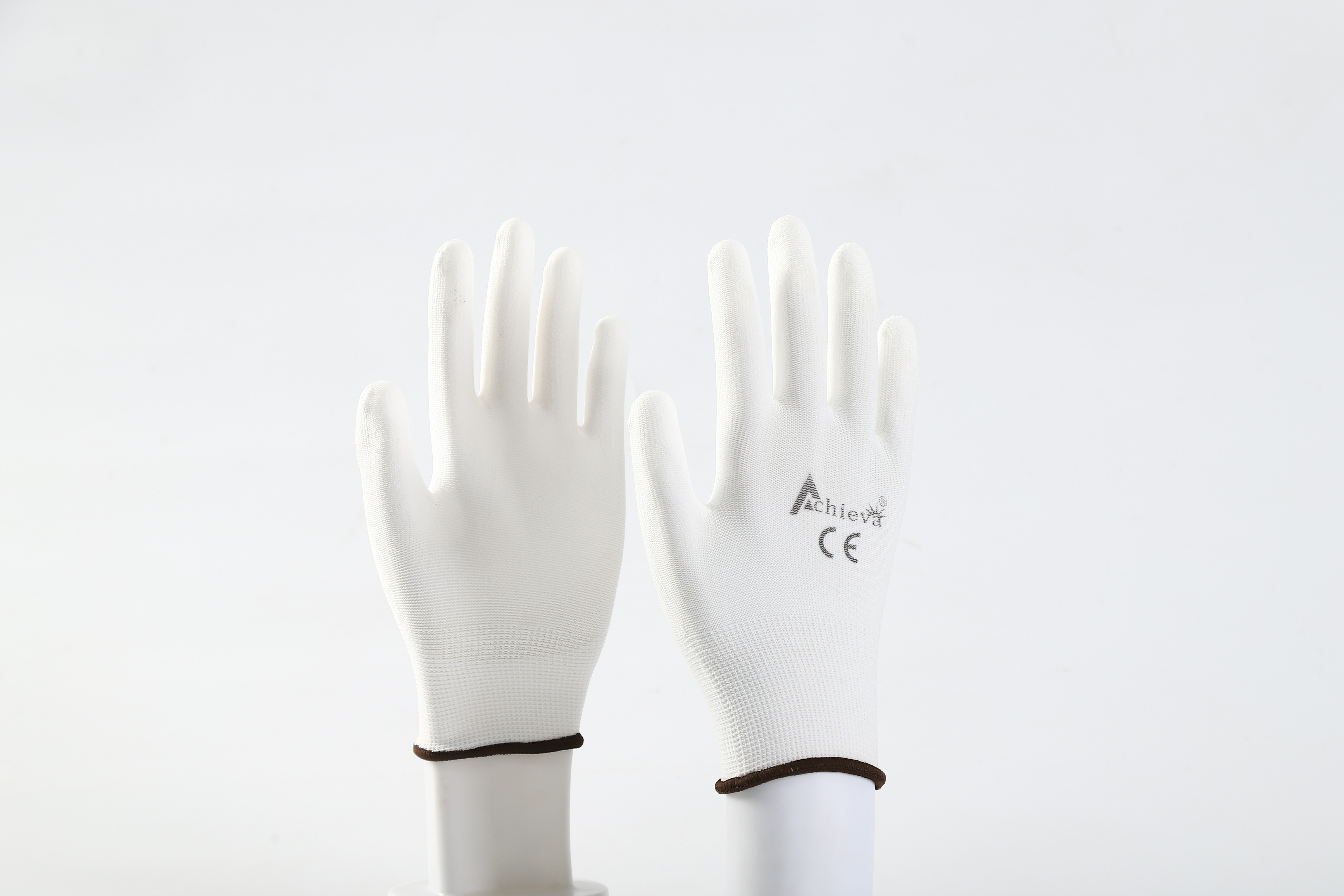 13G PU coated Polyester Gloves Palm dipped with PU light weight safety gloves