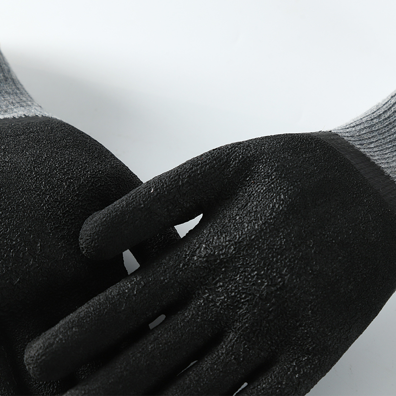 Top Selling 10G Cotton Crinkle Latex Palm Coated Waterproof Safety Work Gloves For Garden Construction