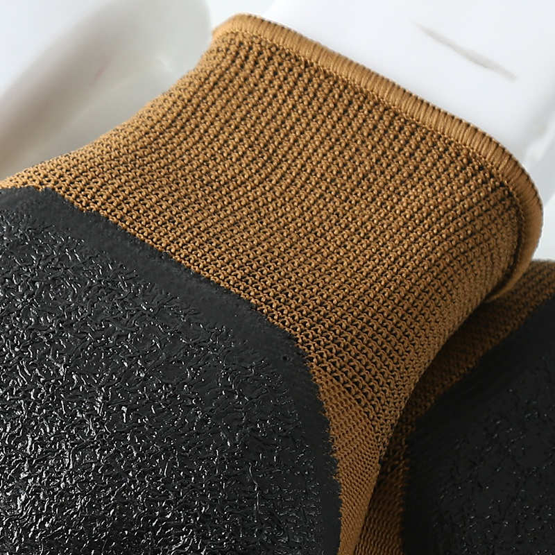 Hot Selling Brown Polyester Latex Coated Gloves Safety Work Construction General Purpose Gloves