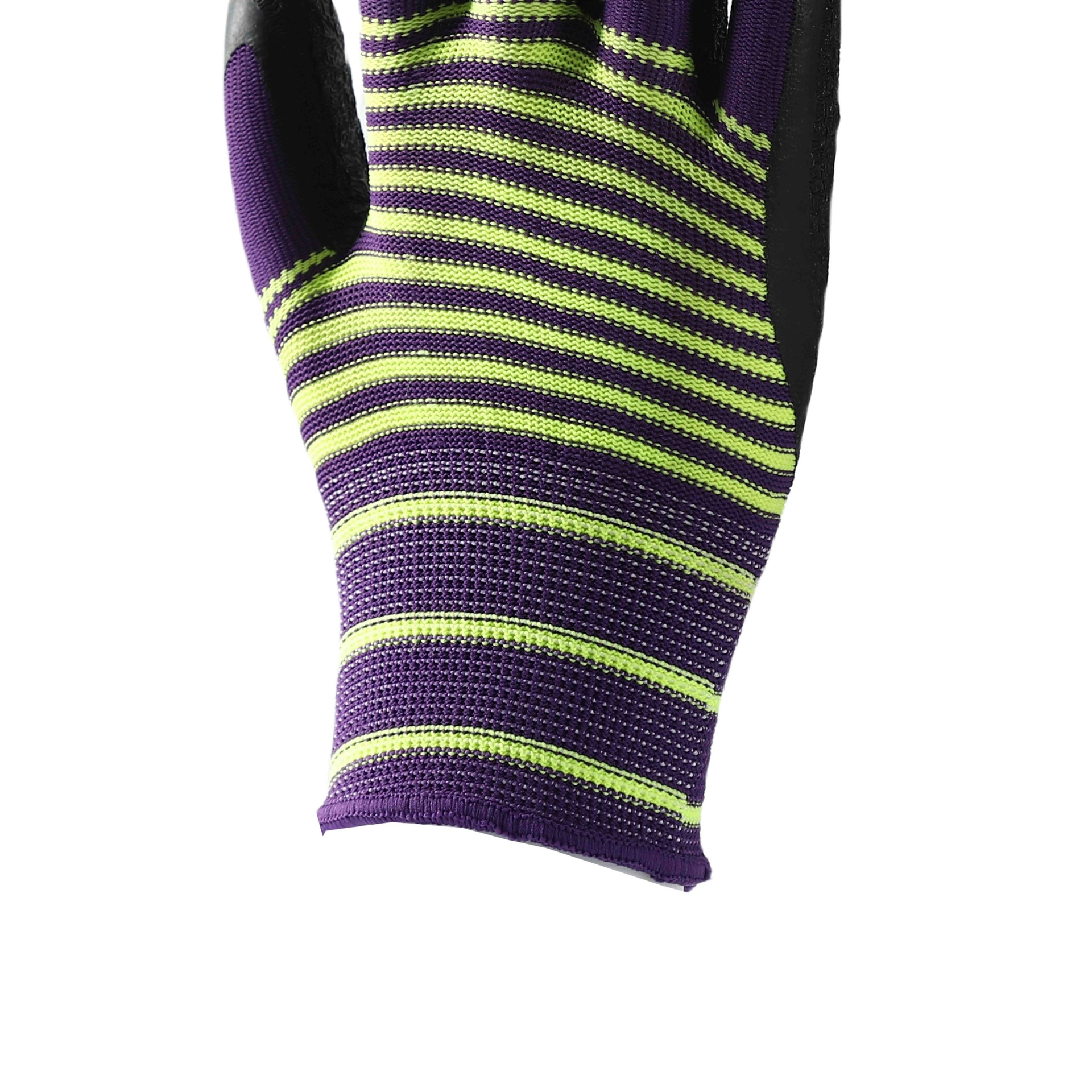                 Pattern polyester with black crinkle latex coated gloves            