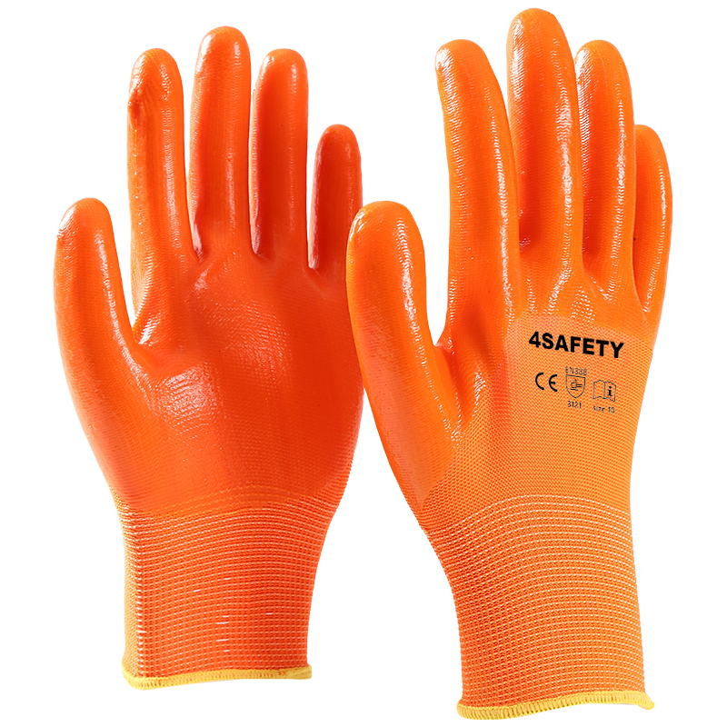 Orange PVC Coated Industrial Hand Gloves