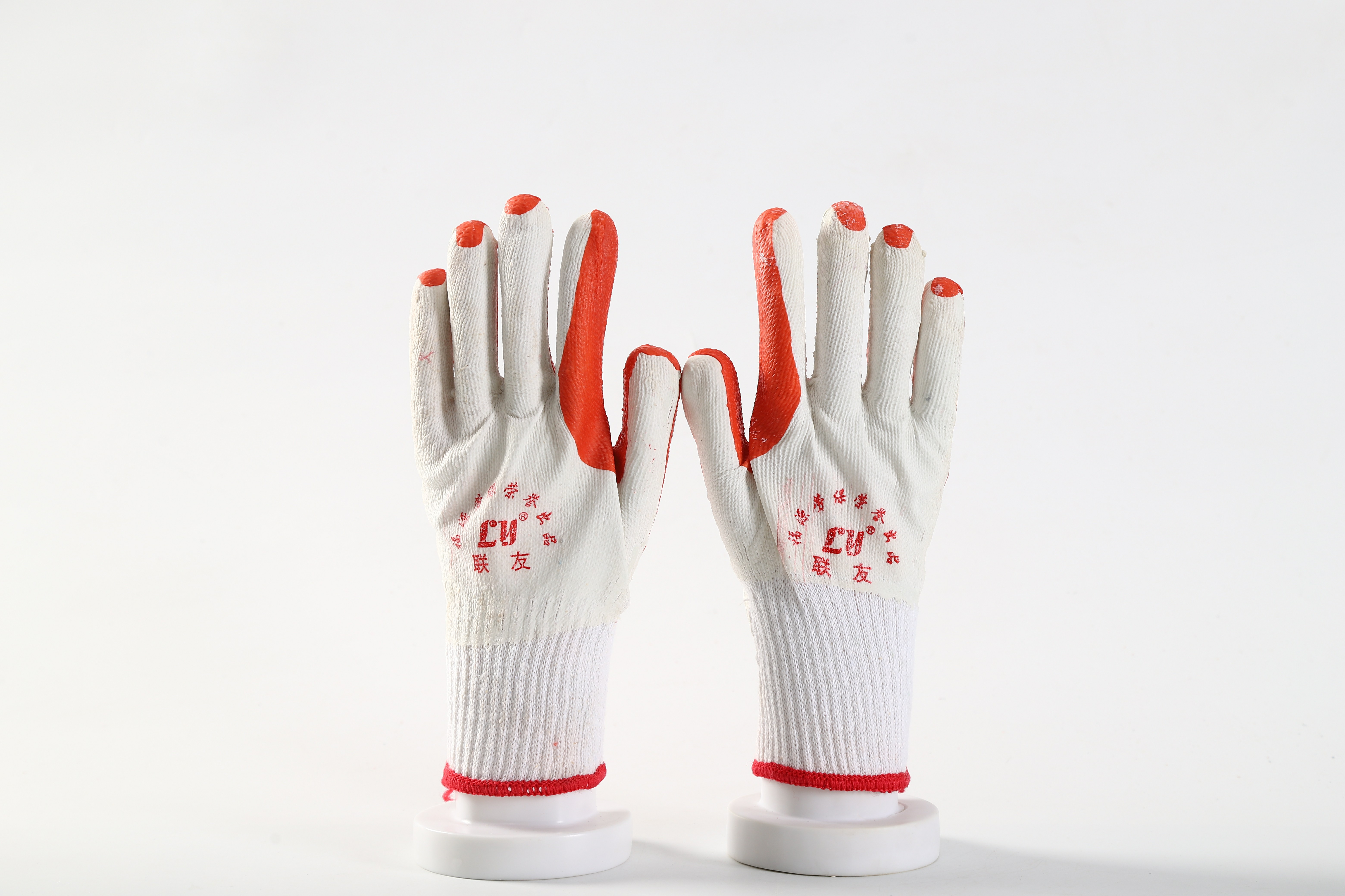 Rubber laminated poly/cotton gloves anti-slip latex rubber coated safety gloves for construction