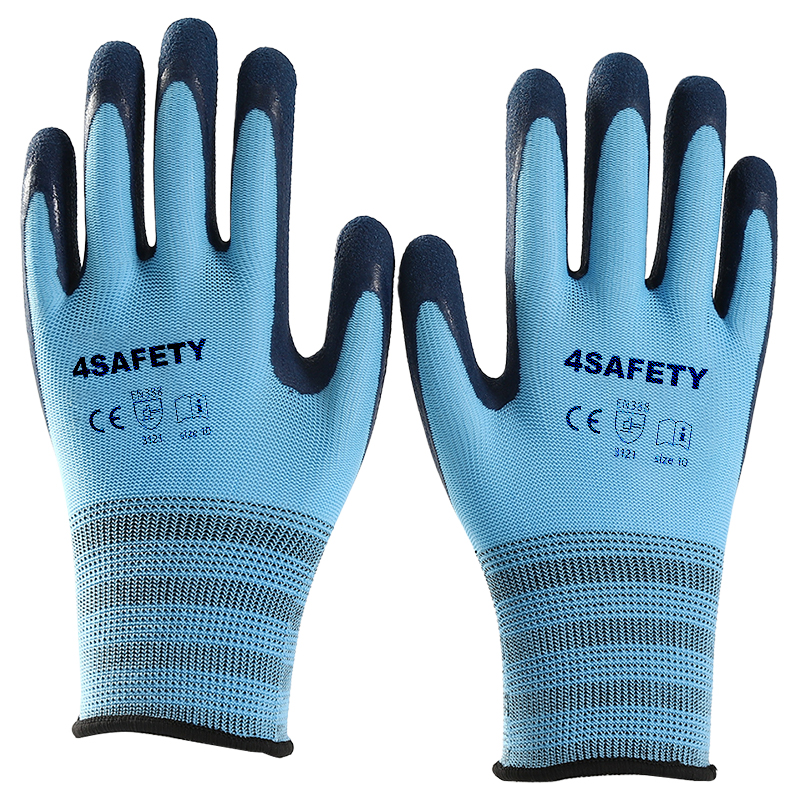 Factory Direct Sale Work Hand Protection Labor Construction Safety Breathable Wearable Foam Latex Gloves Labor Gloves