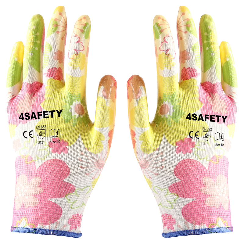                 Printing polyester with  nitrile coating gloves            