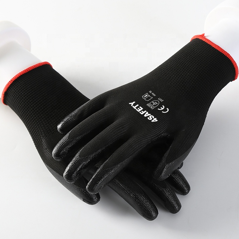 Nitrile Smotth Coated Polyester Gloves Flexible And Comfortable Water And Oil Resistant Work Gloves Warm