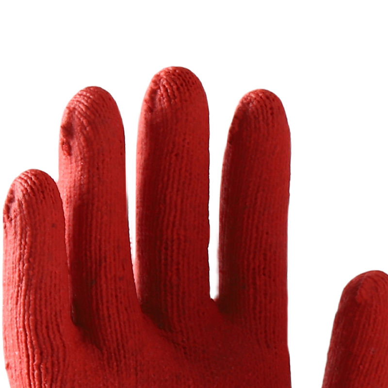                 White cotton with red latex smooth coating gloves            