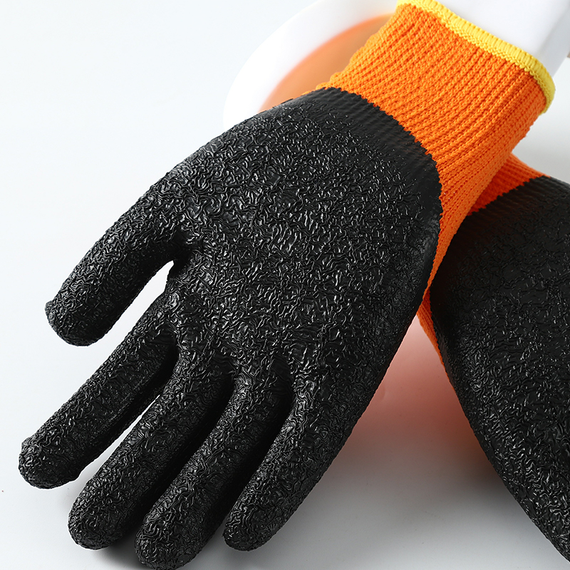 Custom Thermal Warm Half Crinkle Latex Coated Work Gloves For Sale