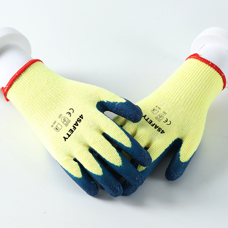 Latex Crinkle Coated Cotton Construction Protective Safety Hand Work Gloves