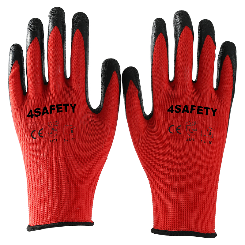 Best Selling 13 Gauge Black Latex Coated Safety Working Garden Latex Gloves