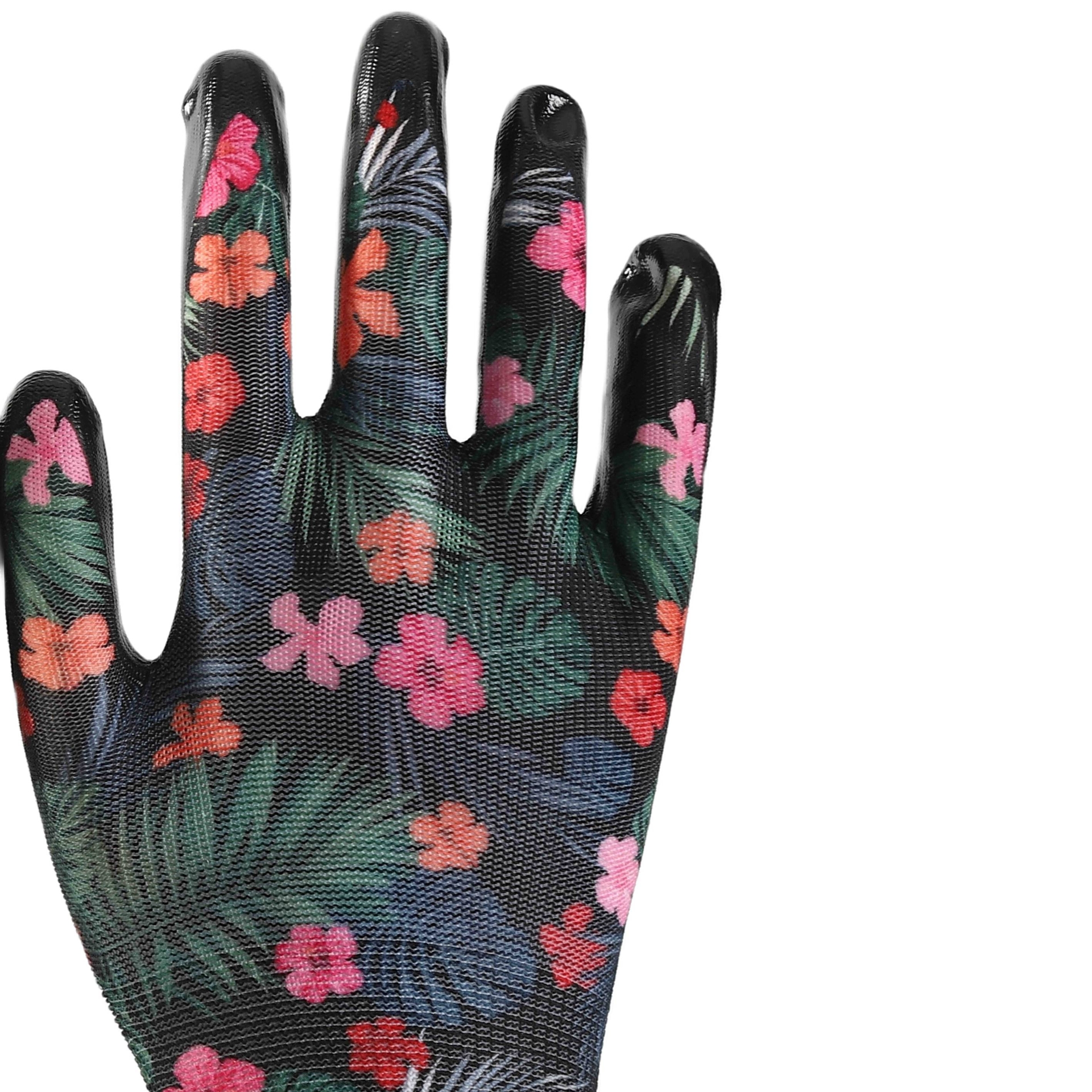                 Printing polyester with black nitrile coating gloves            