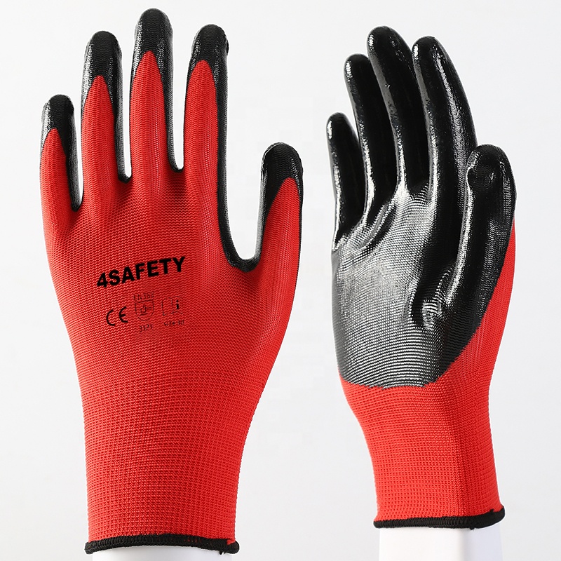 Best Selling Nitrile Coated Waterproof Oilproof Mechanical Car Repair Work Gloves