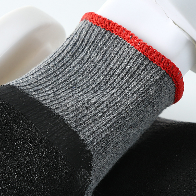                 Gray cotton  with black latex crinkle coating gloves            