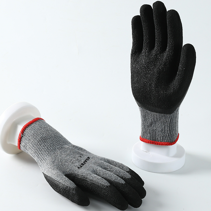 Top Selling 10G Cotton Crinkle Latex Palm Coated Waterproof Safety Work Gloves For Garden Construction