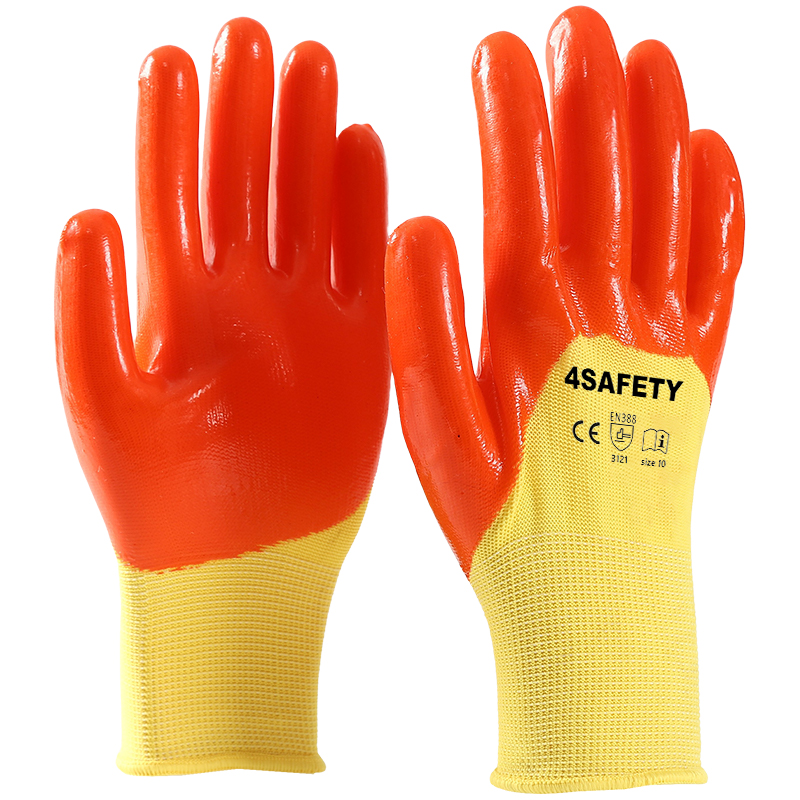 Orange Yellow PVC Coated Hand Gloves