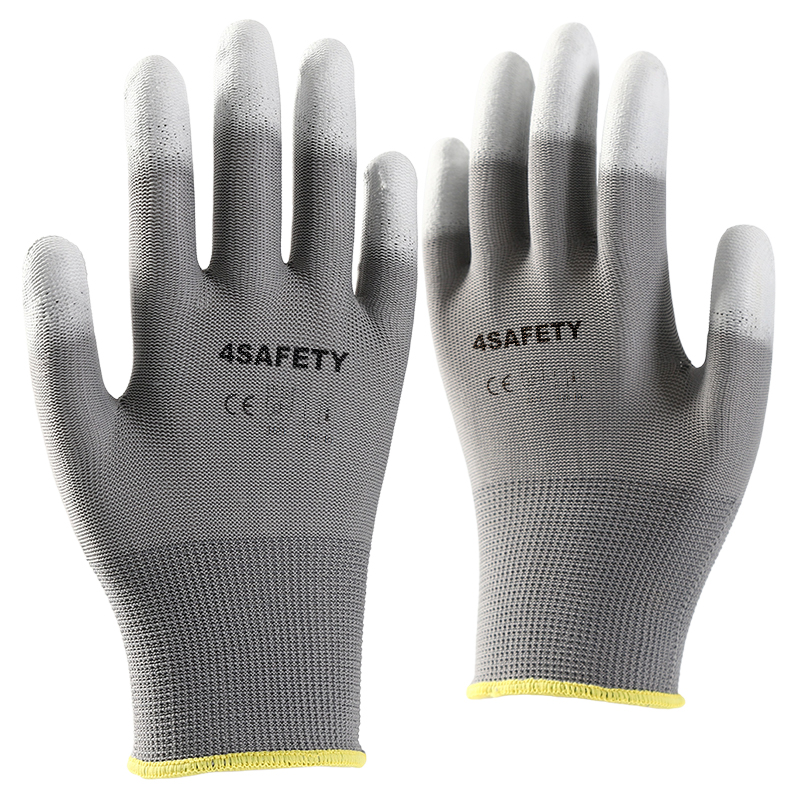 Factory Direct Hot Selling Safety Gloves With PU Coated Grip On Fingers