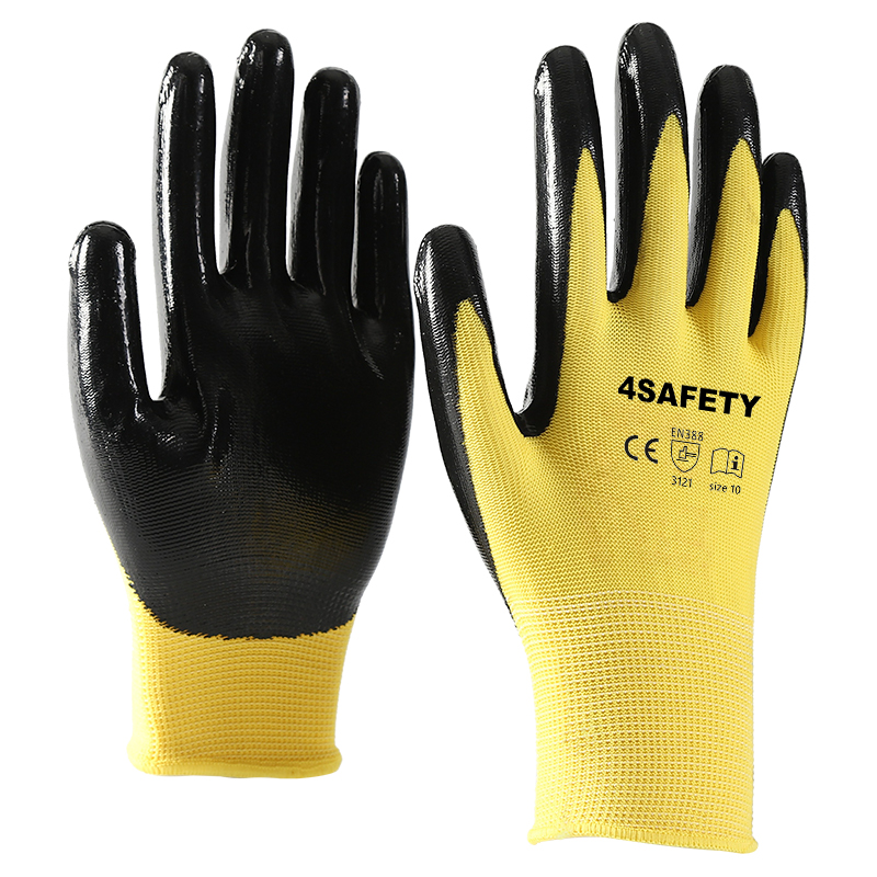 Customized Polyester Shell Nitrile Coated Work Gloves For Sale