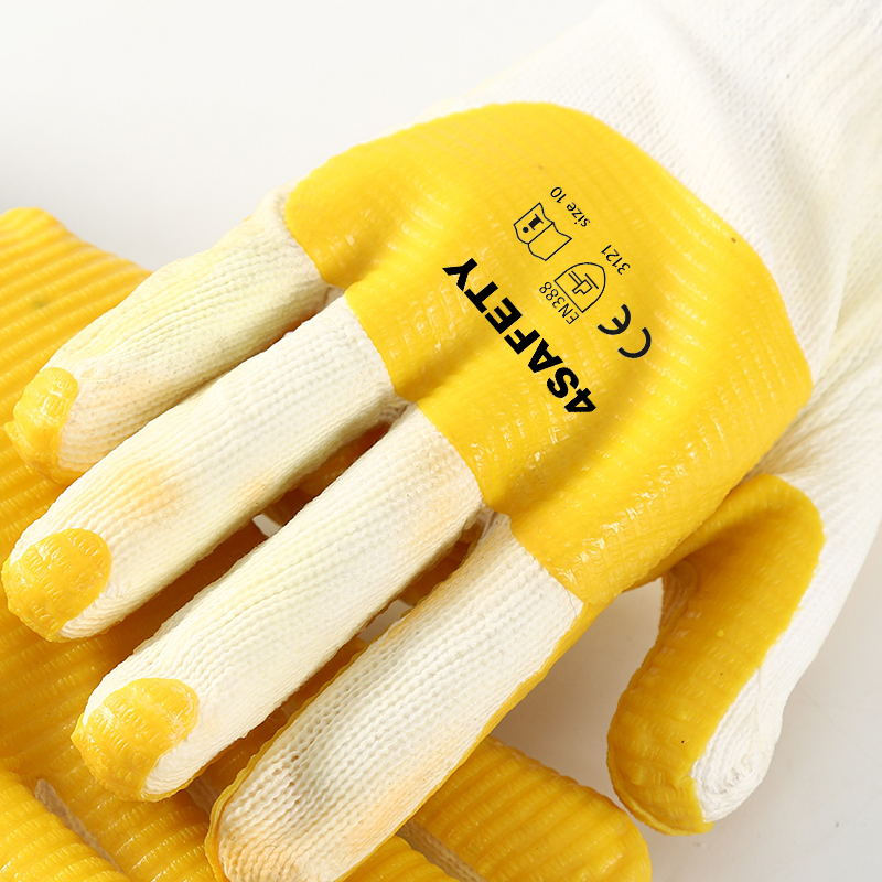Custom Safety Rubber Laminated Coating Gloves For Work