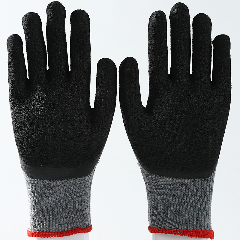 Wholesale Bulk Cheap Men's Work Coated Gloves Garden Carpenter's Gloves Latex Wrinkled Coated Gloves