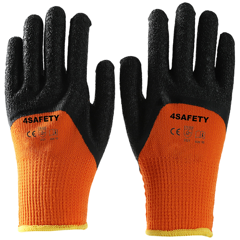 Unisex Men Women Anti Slip Crinkle Latex Coated Thermal Winter Gloves