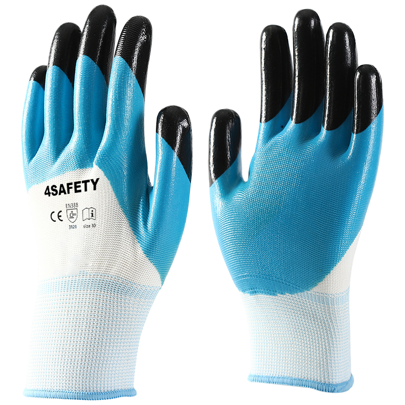 Popular Nitrile Coated Work Latex Dipped Palm Gloves