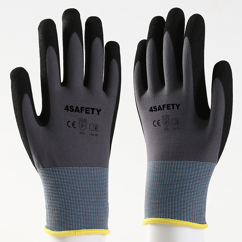 Sandy Nitrile Nylon Nitrile Palm Coated Industrial Work Gloves For Sale