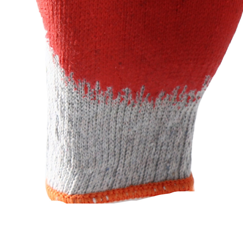                 White cotton with red latex smooth coating gloves            