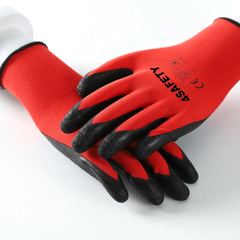 Top Selling Black Latex Coated Gloves With Polyester Liner