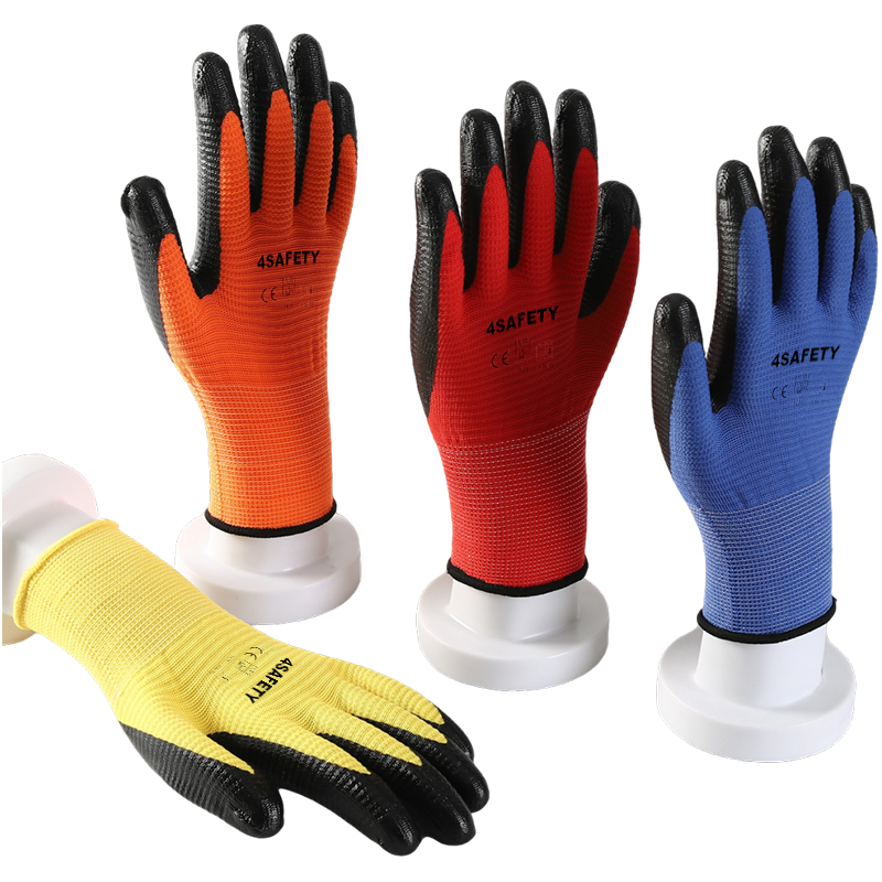 Professional CE Nitrile  Smooth Coated Polyester Glove With Best Price And Low MOQ